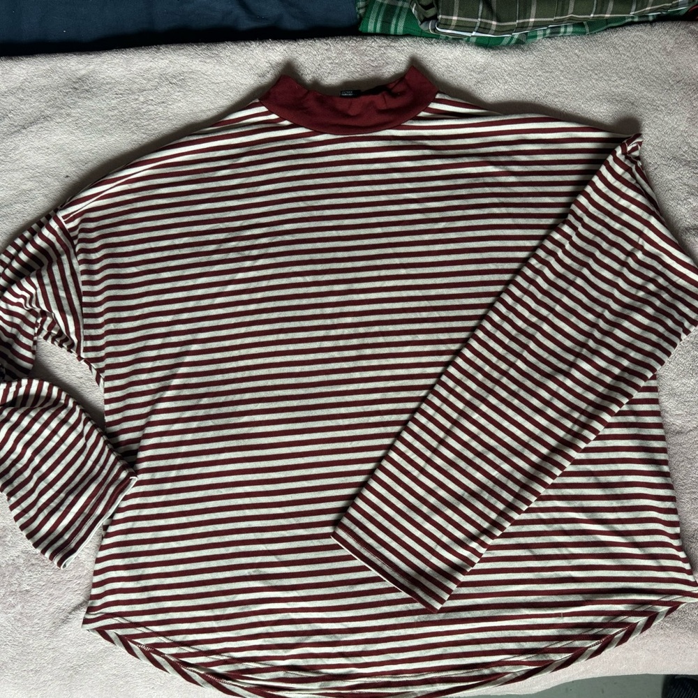 Forever 21 Maroon and White Striped Top